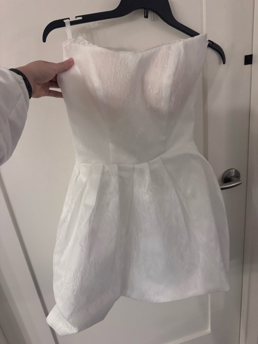 Custom Swoop Neck White Mini Dress